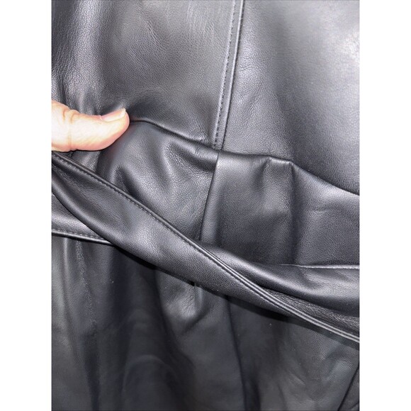 Express Faux Leather Romper Black New Strapless Pockets Belted Lined Cuffed 14 - Picture 4 of 9